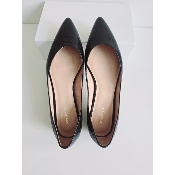 ALL BLACK Footwear Leather Slip On Pointed Toe Leather Ballet Flats Shoes 40 9.5 - Picture 9 of 14